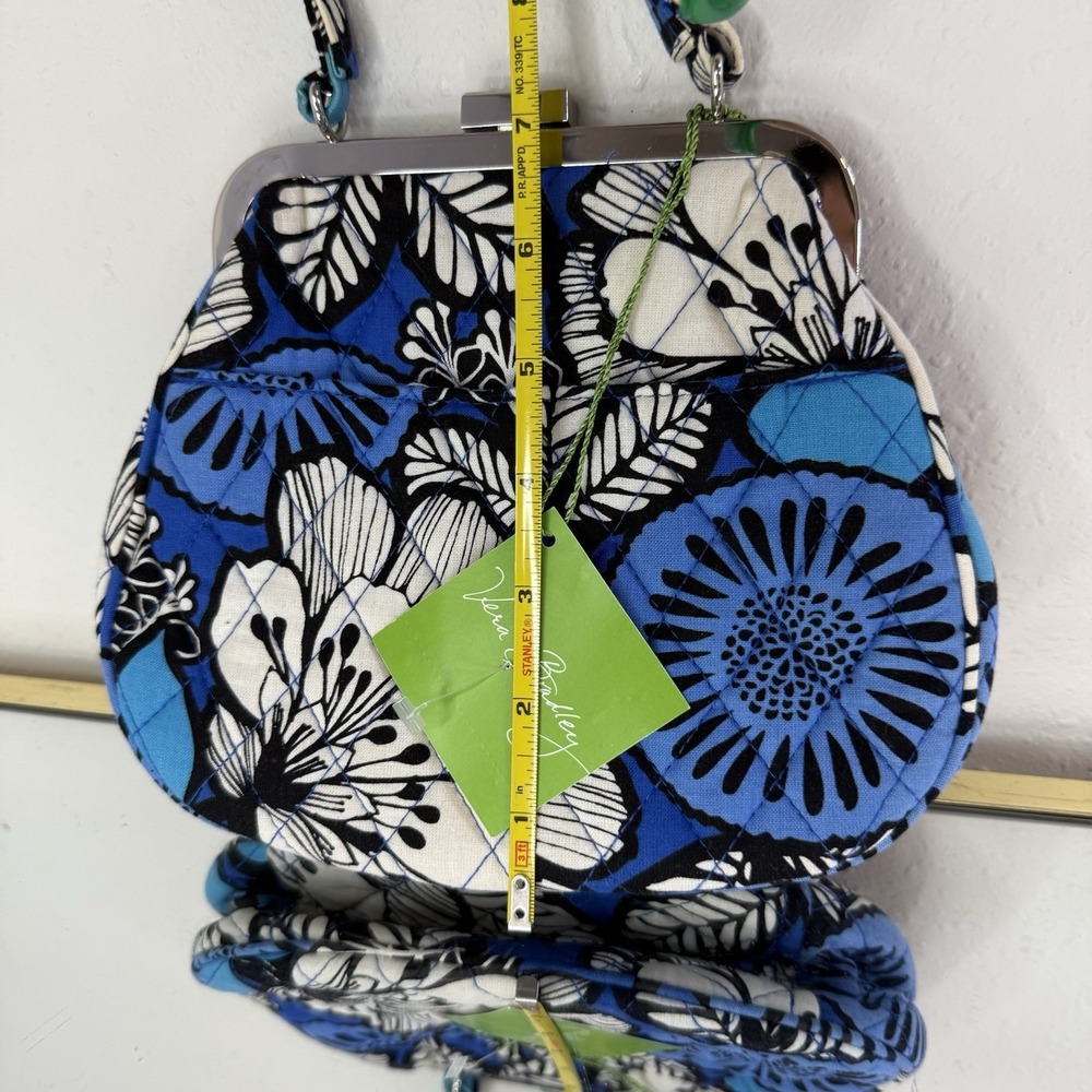 NEW VERA BRADLEY Blue Bayou Snap On kiss lock, Purse, Crossbody Removable Strap - Picture 12 of 16